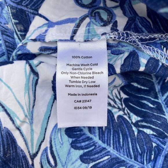 Talbots Blue White Tropical Button Up Blouse - Picture 8 of 8